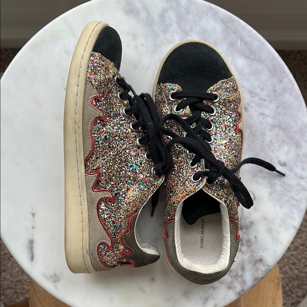 ISABEL MARANT ETOILE Multicolor Glitter Sneakers SZ Euro 35/US 5
